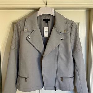 Ann Taylor Moto Jacket, light gray, size Medium
